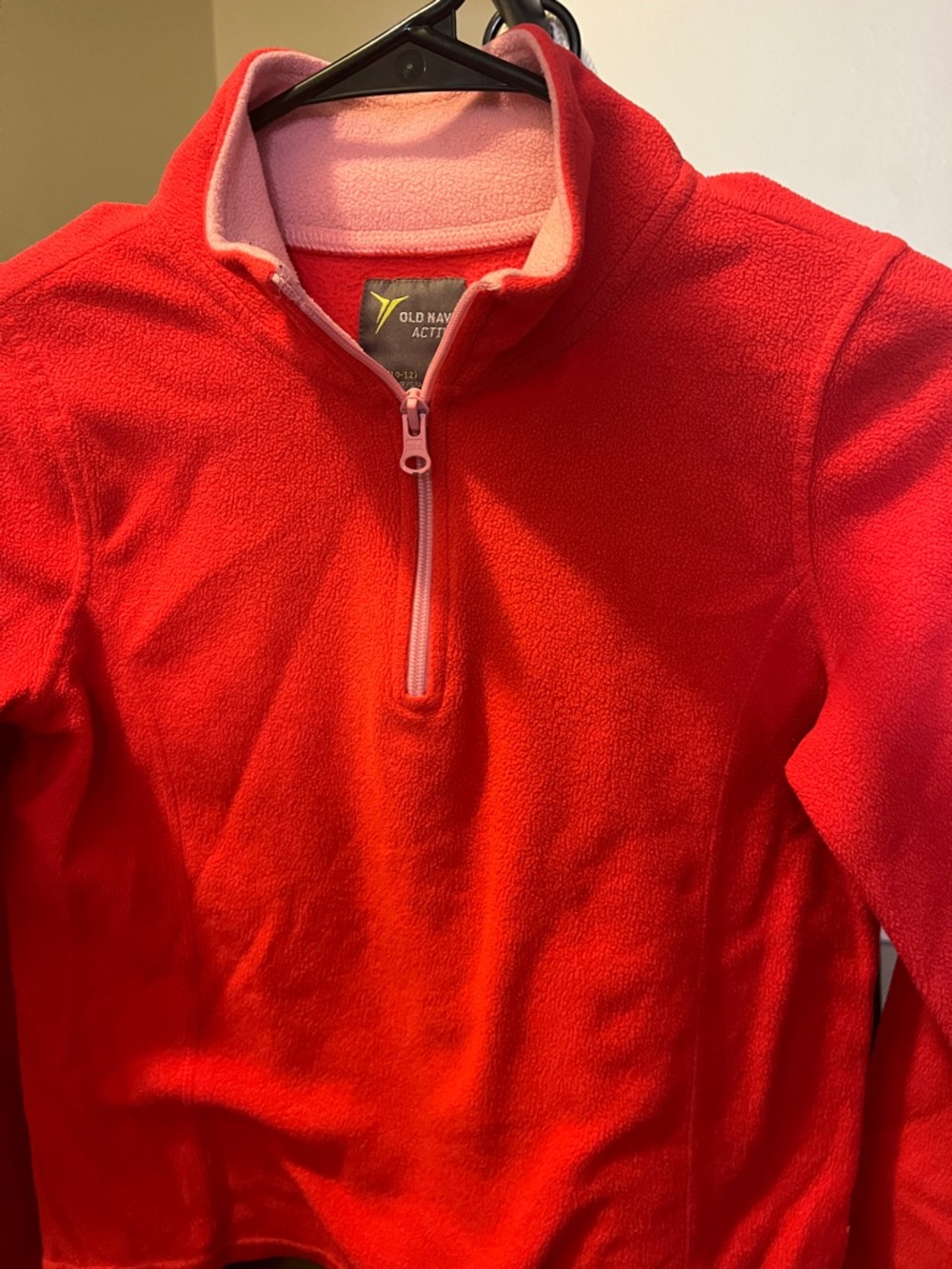 Old Navy Bright Pink  Half-Zip Fleece with Light Pink Trim